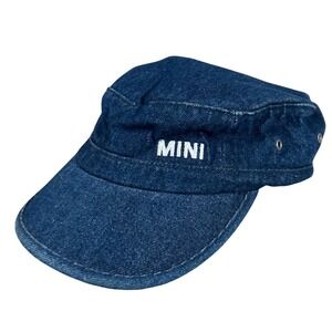 VTG Y2K MINI Motoring Gear Blue Denim Cadet Hat Military Cap 2000s Utility Retro